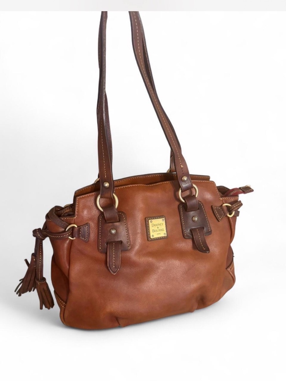 Dooney & Bourke Toledo Leather Satchel in a Rich Cognac Shade